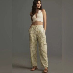 Anthropologie Pilcro Linen-Blend Beach Cargo Pants High Rise Pants Costal Boho S